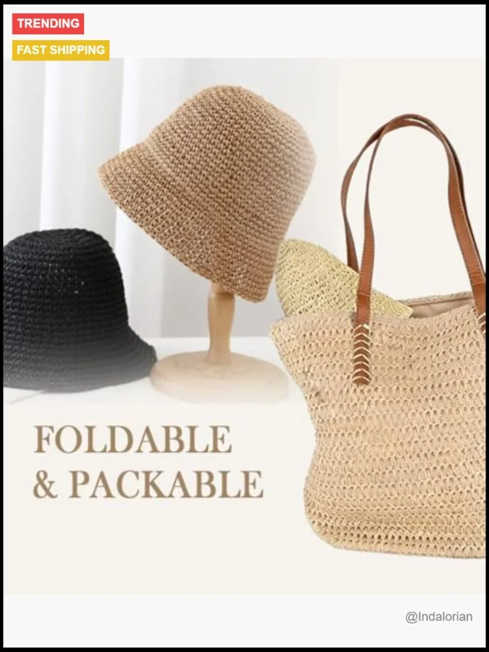 Straw Bucket Hat Packable Floppy Wide Brim UV Protection Travel Sun Hat